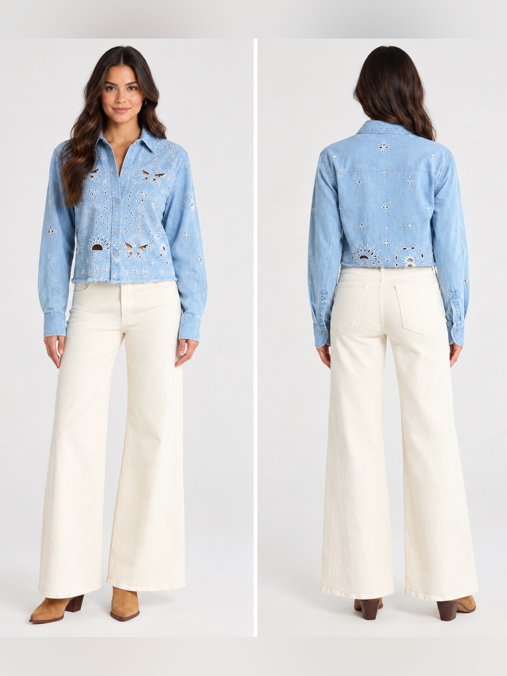 NWT MOTHER The Twister Skimp High Waist Wide Leg Pants 31 in CREAM PUFFS